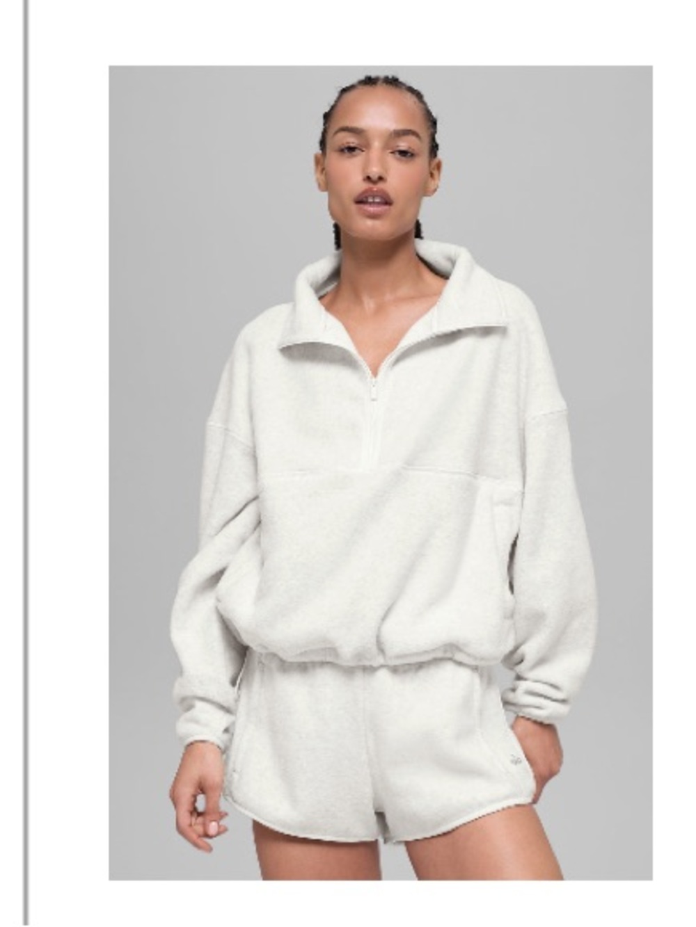 ALO Yoga White Heather Grey Polar Fleece Retreat Cover Up